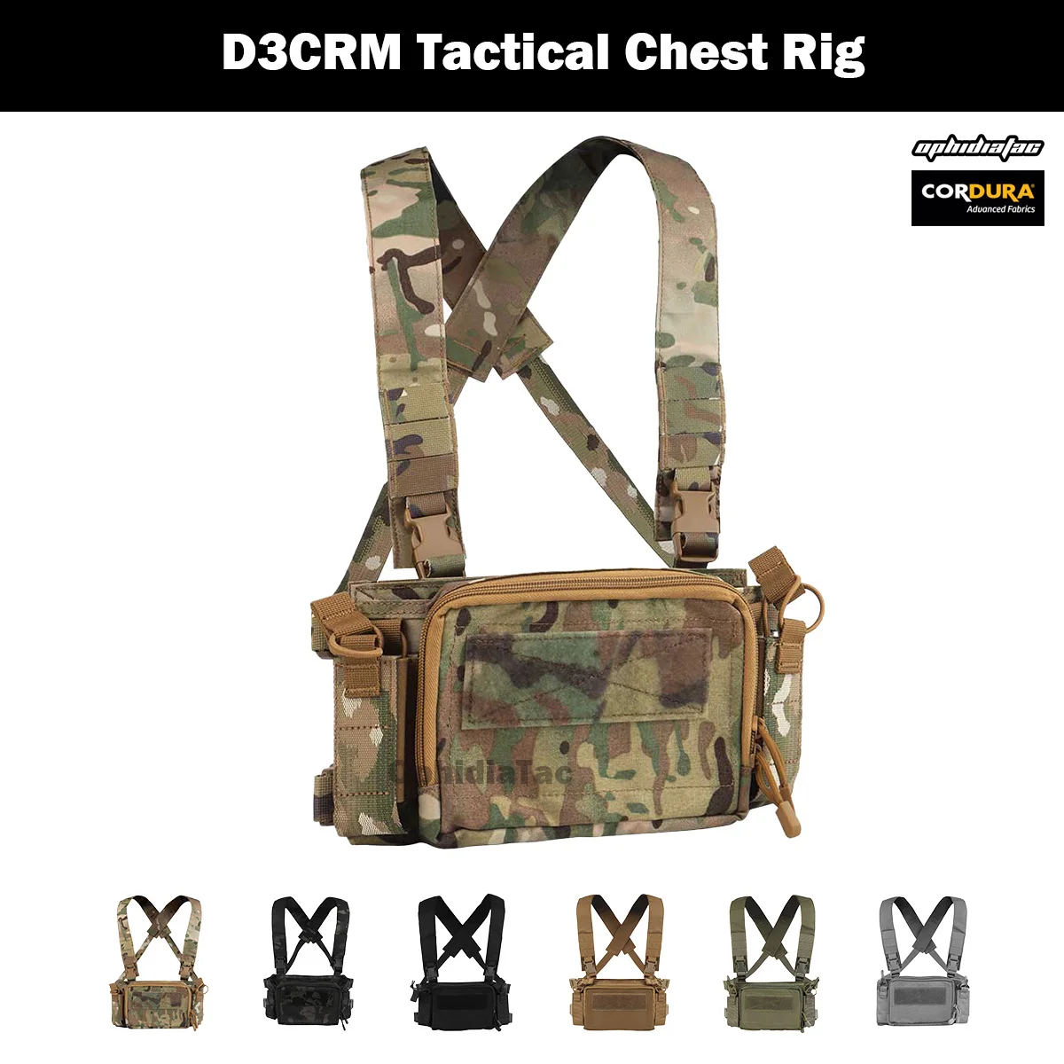 

OphidianTac D3CRM Tactical Chest Rig Multi-function Vest Cordura Fabric Lightweight With Mag Pouch Airsoft Hunting Gear