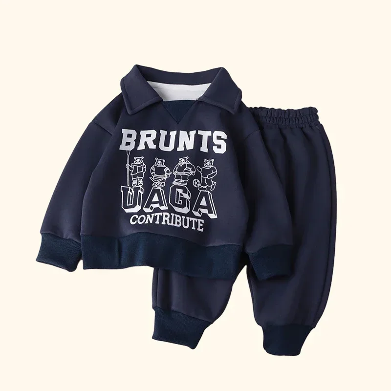 Children Clothes Sets Autumn Winter Polo Sweatshirt+Pants Sport Suits for Kids Boys Girls Warm Tracksuits Kids Clothing 2