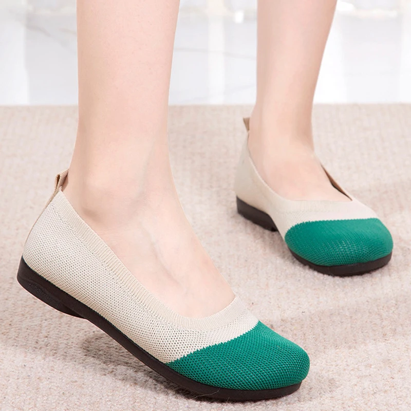 

Женские туфли на плоской подошве, модная повседневная Летняя обувь для женщин, нескользящая вязаная обувь