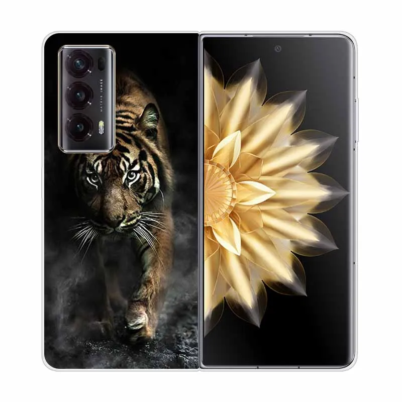 Enhanced Clear Print Hard Case with Wolf and Lion Design