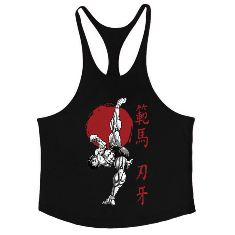2026 Herren Baki Grafik-Baumwoll-Tanktop, Sommer Ärmelloses Y-Back Unterhemd für Fitness-Workout, Muskeltraining, Sportliches Aktiv-Unterhemd