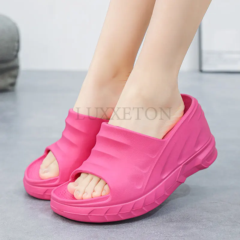 Women's Slippers Summer Casual Thick Bottom Flip Flop Sandals Wedge Heel Open Toe Shoes 8cm women sandals wedge sandals