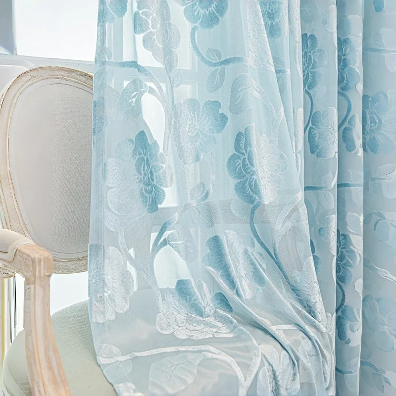 Elegant Embroidered Floral Lace Privacy Curtain – Half Shade Sunscreen