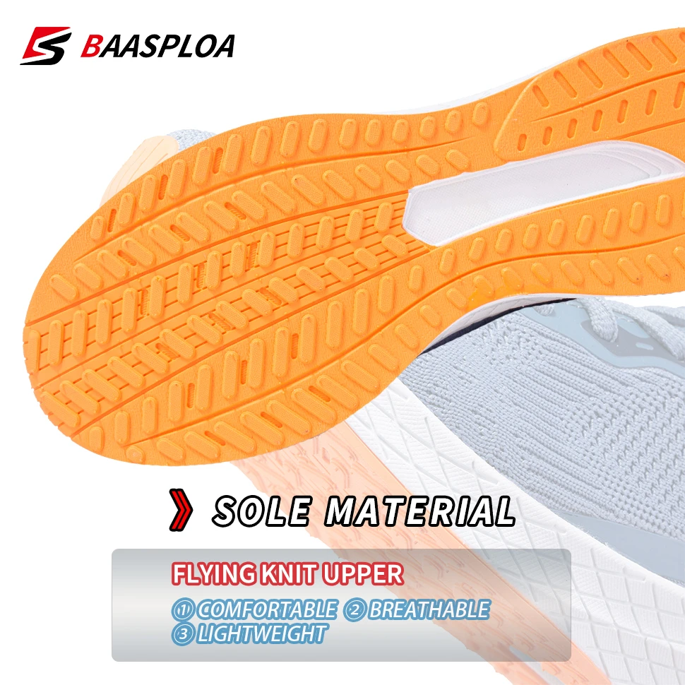 Baasploa Sneakers New Fashion Men Sneakers Breathable Walking Shoes Comfortable Anti-Slip Shock-Absorbing Knit Male Sport Shoes