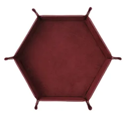 Foldable Hexagonal PU Leather Dice Tray with Flannel Lining - Portable Storage Box for Tabletop Games and Office Accessories (Coffee)