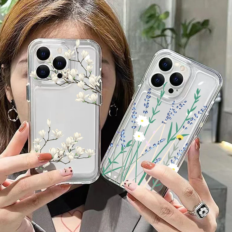 Jasmine Flower Clear Soft Silicone Shockproof Phone Case Cover
