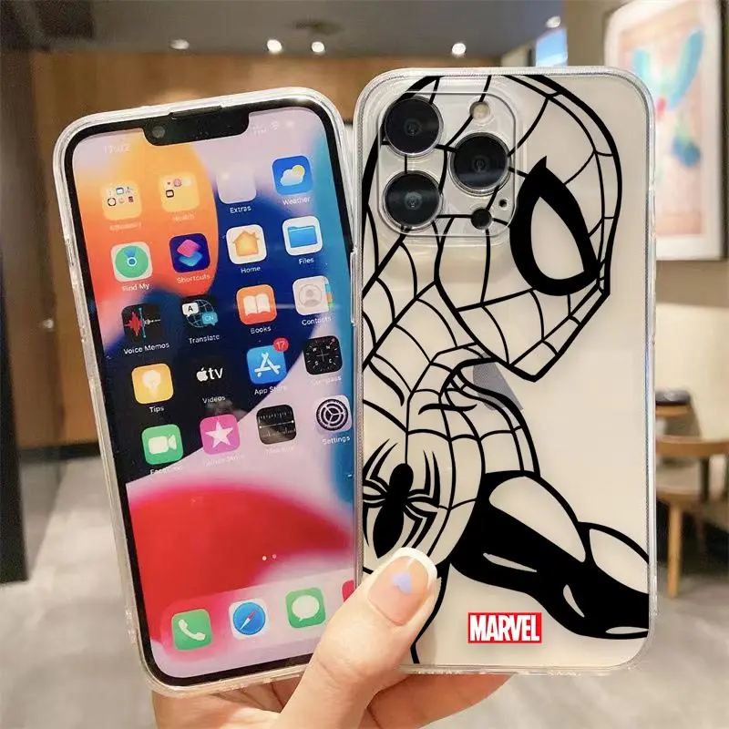thumbnail image 1 of Clear Phone Case For iPhone Apple 14 12 13 Mini 11 Pro SE 8 7 6 Plus X XR XS Max SE Case Funda Shell Marvel Spiderman Venom LOGO, 1 of 5