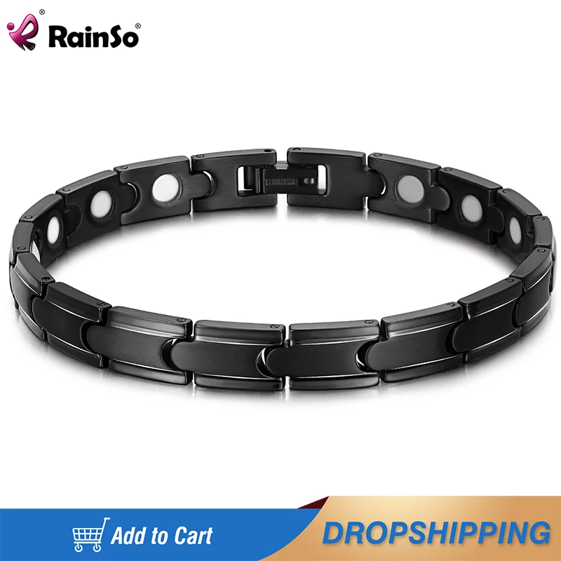 Rainso Couple Bracelet Hand Chain Health Bio Energy Magnetic Bracelet Charm Male Titanium For Men Jewelry Valentine's Day Gifts