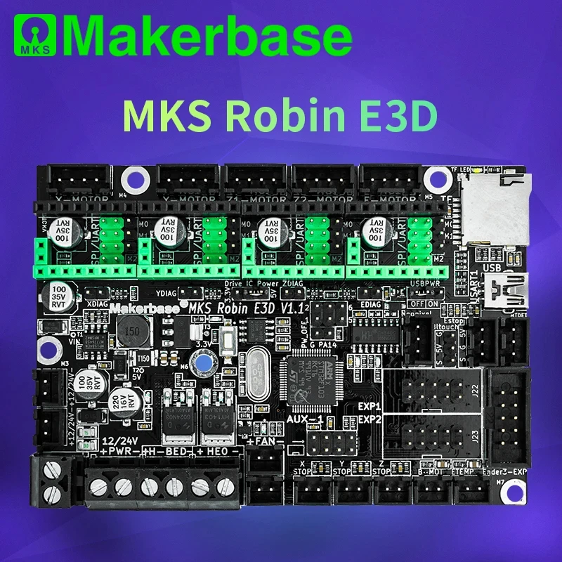 

Материнская плата Makerbase MKS Robin E3D V1.1, запчасти для 3D принтера с драйвером TMC2209 VS SKR MINI E3 V3.0 для Ender3/5 Voron и Klipper