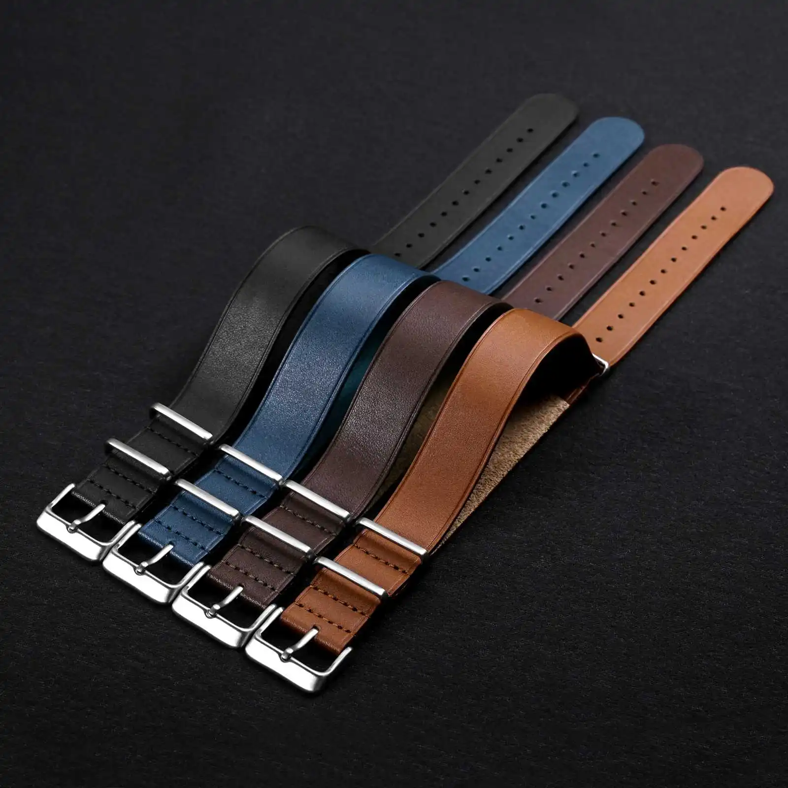 ANNEFIT 가죽 시계 밴드,  송아지 가죽 원피스 밀리터리 시계 스트랩, 남녀공용, 18mm, 20mm, 22mm