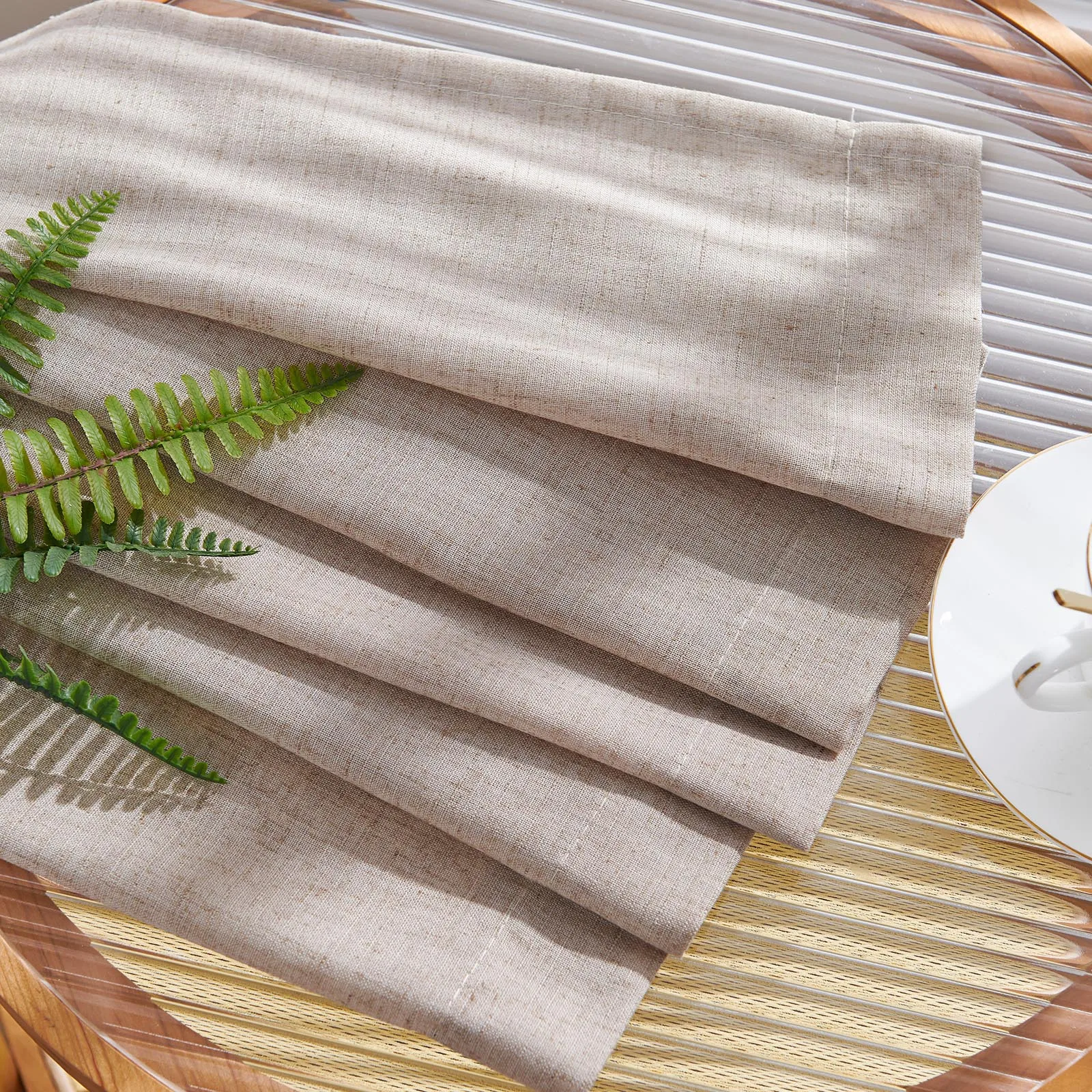 JINCHAN 2PCS Linen Curtains For Living Room Bedroom Rod Pocket Back Tab Light Filtering Window Drapes FarmHouse Curtain 6