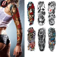 1Pcs New Full Arm Waterproof Tattoo Stickers Flower Arm Beauty Lion Large Picture Body Art Temporary Fake Flash Tattoo Stickers