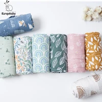 Kangobaby #My Soft Life# 2 Pieces Pack Muslin 100% Cotton Baby Swaddles Newborn Blankets Black White Gauze Infant Wrap 1