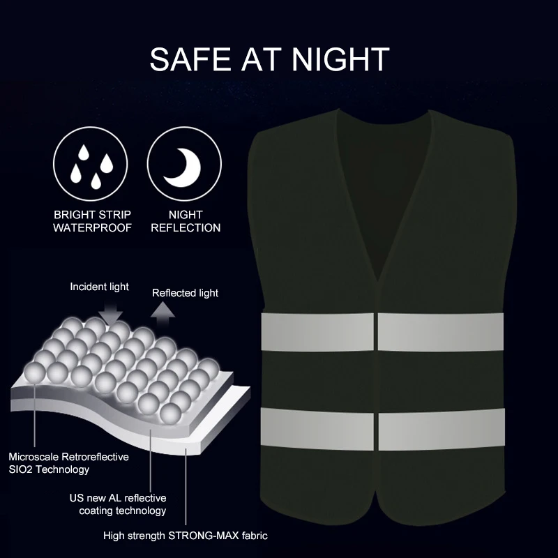 Auto Car Reflective Clothing For Safety Traffic Safety Vest Yellow Visibility High Visibility Outdoor Running Cycling Sports Ves reflective safety vest