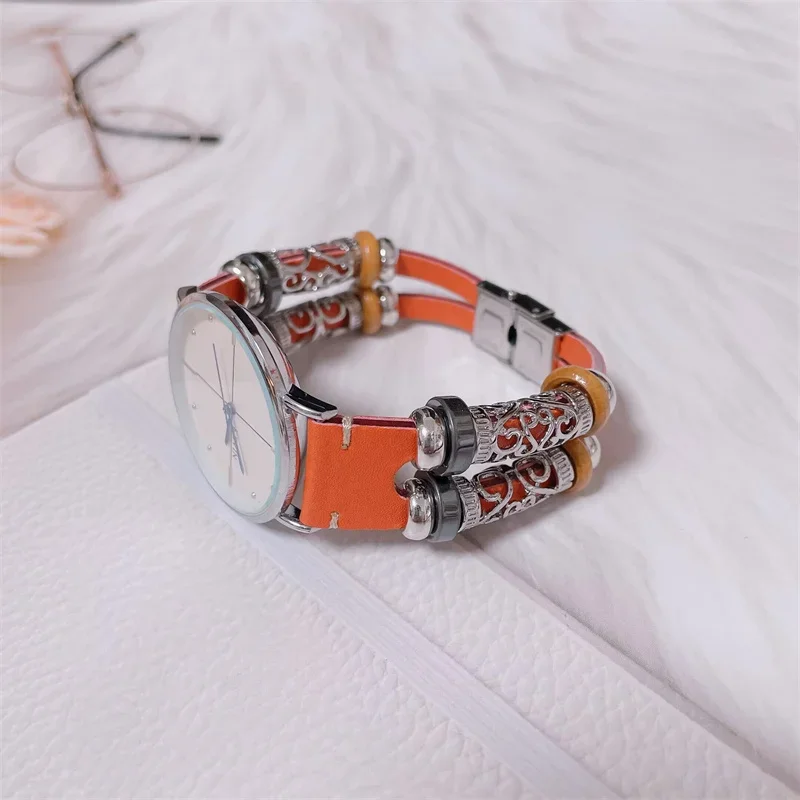 Handmade Retro Leather Watch Bracelet Strap, 20mm/22mm Adjustable Band
