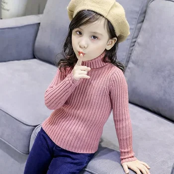 2025 New Sweater Kids Sweaters Autumn Girls Turtleneck Sweaters 1-9Yrs Baby Boys Pullover Winter Knitted Bottoming Boys Sweaters 5