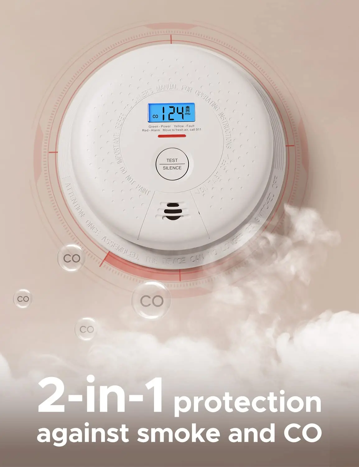 Wireless Interconnected Combination Smoke and Carbon Monoxide Detector