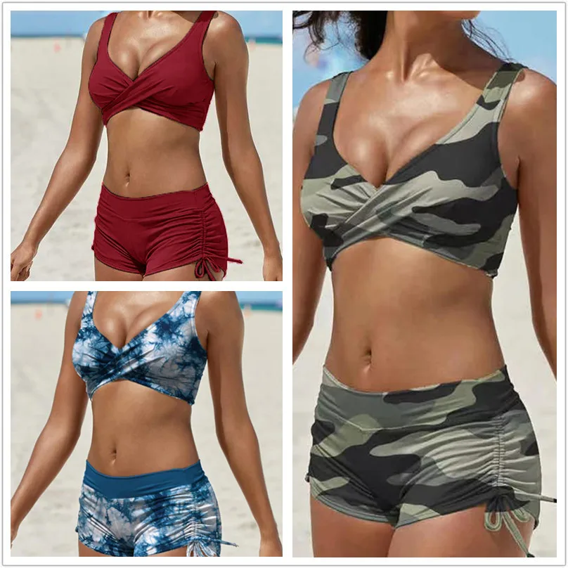

Fashion Pattern Trend Summer Beach Casual Women's Tank Top Bikini Holiday Set
