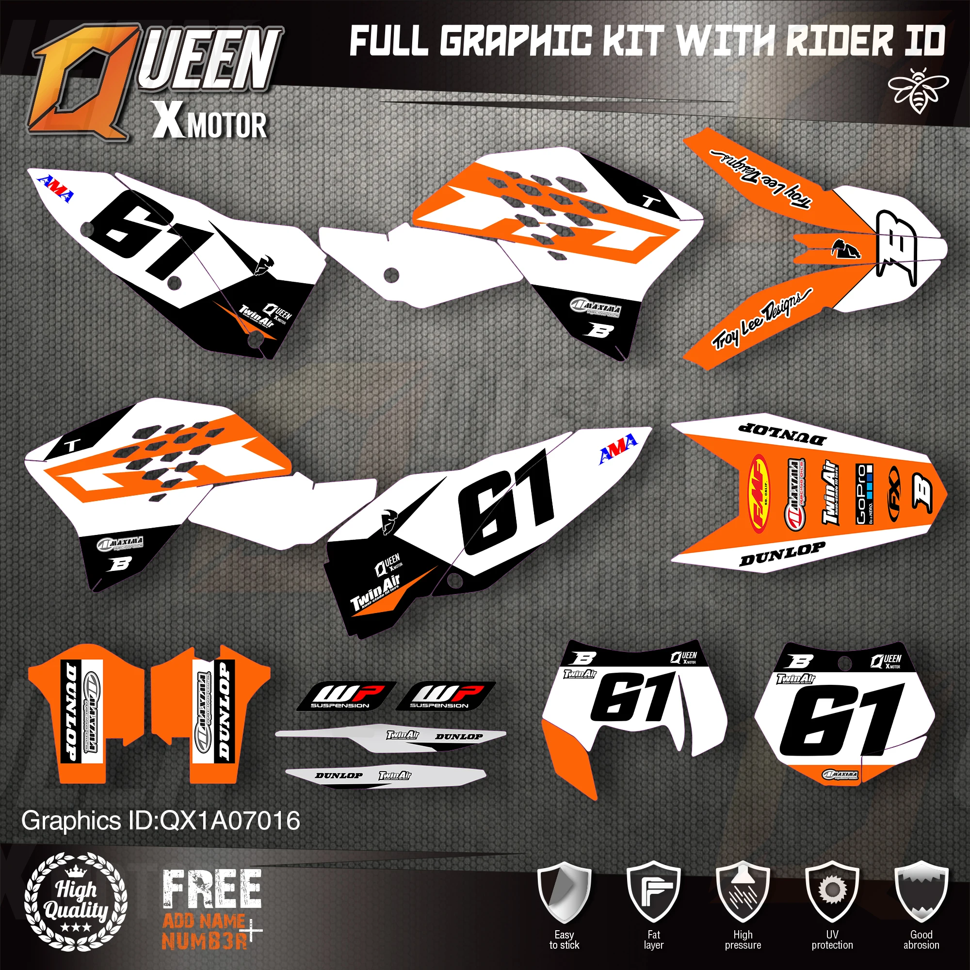 

QUEEN X MOTOR Custom Team Graphics Decals Stickers Kit For KTM 2007-2010 SX SXF , 2008-2011 EXC XC-W EXC-F 016