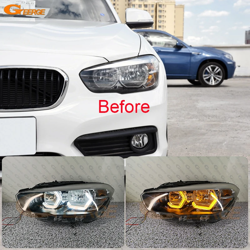 Per Bmw Serie 1 F20 F21 Lci 2016 2017 2018 2019 Super Bright 3D Hexagon Concept M4 Iconic Style Led Angel Eyes Kit Halo Rings