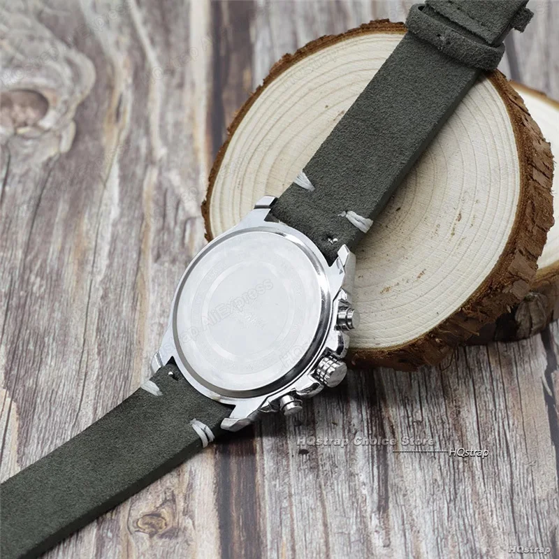 Rose Gold Buckle Suede Leather Vintage Watch Strap with Quick Release