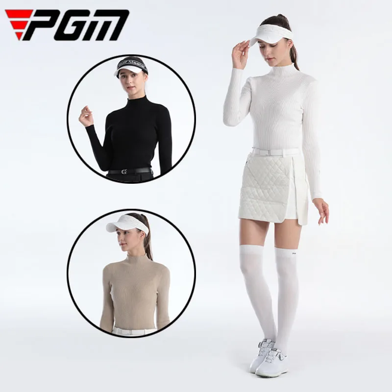 

PGM Autumn Female Full Sleeve Stretch Golf Sweater Women Round Neck Keep Warm Golf Tops Winter Windproof Knitted Training Shirts