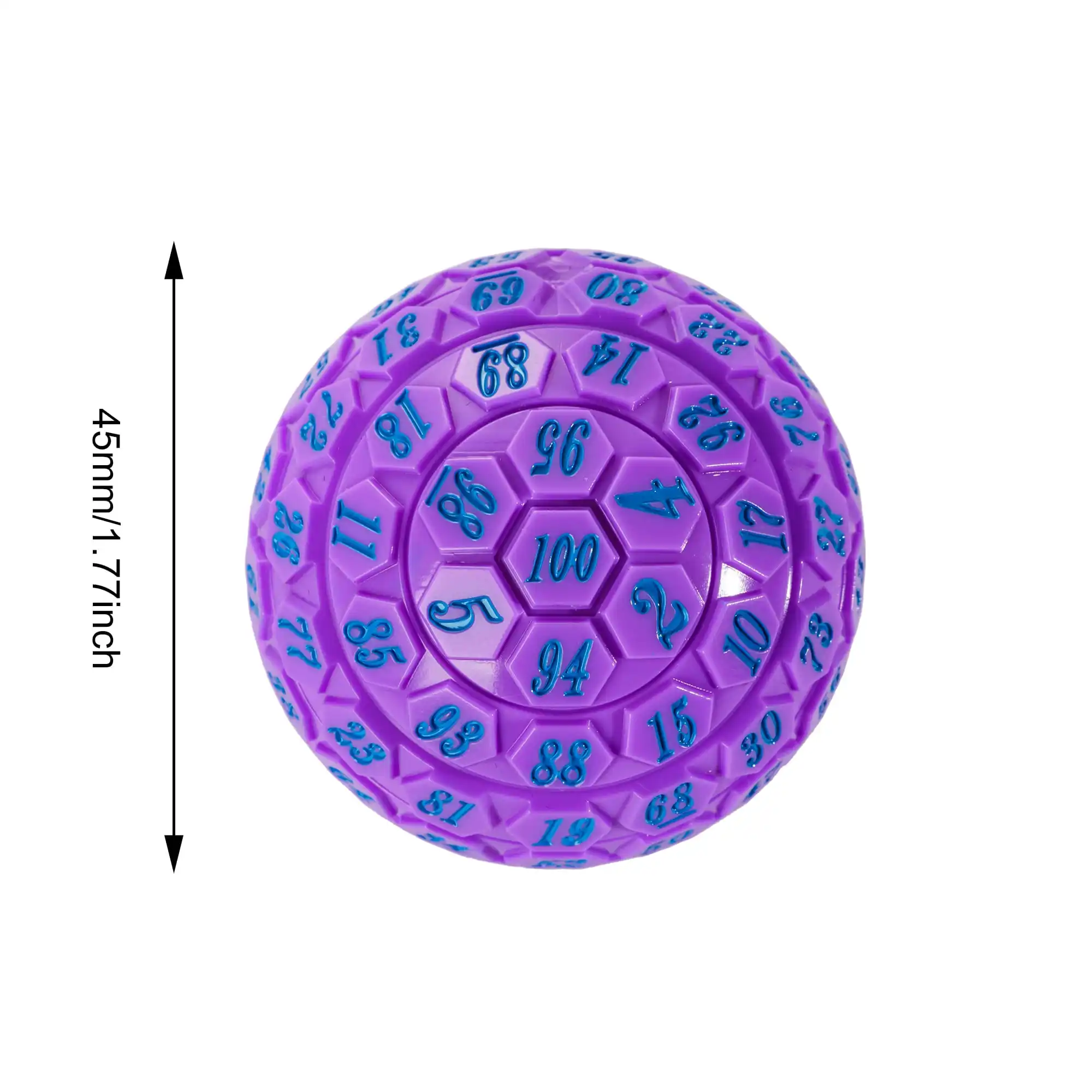 

Poludie 1pcs 45MM D100 Dice 100 Side Polyhedral Dice for Role Playing Tabletop Board Game Pathfinder Bar Club RPG Dice Gift D&D