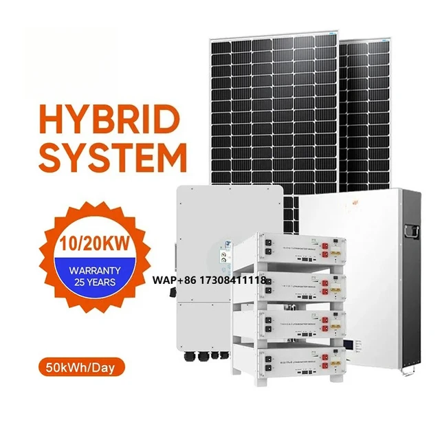 Système d'énergie solaire 8Kw 10Kw 12Kw Kits complets Deye onduleur de stockage d'énergie hybride monophasé et panneaux solaires avec batterie 1