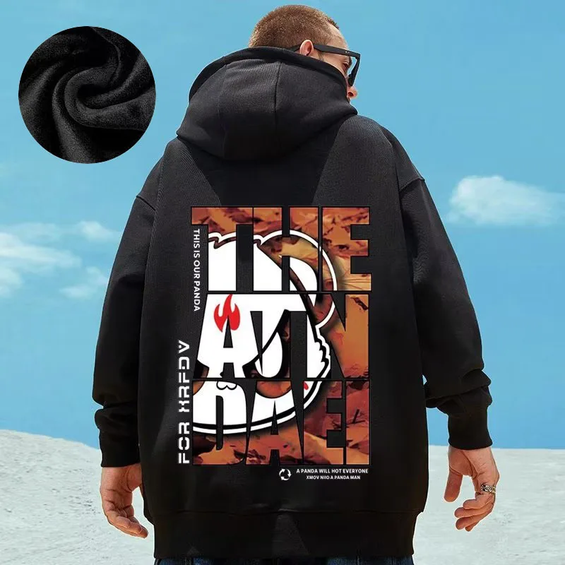 Hooded Sweater Men's Trendy Brand Large Size M-8XL Men's Autumn And Winter Style Plush And Thick Fat Hip-hop Pullover Jacket
