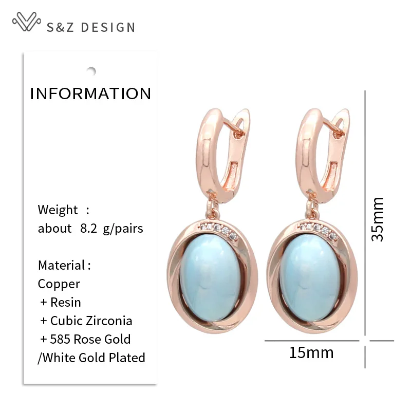 S&Z DESIGN New Elegant Egg Shape Simulated-pearl Dangle Earrings For Women Wedding Jewelry Fashion Cubic Zirconia Eardrop