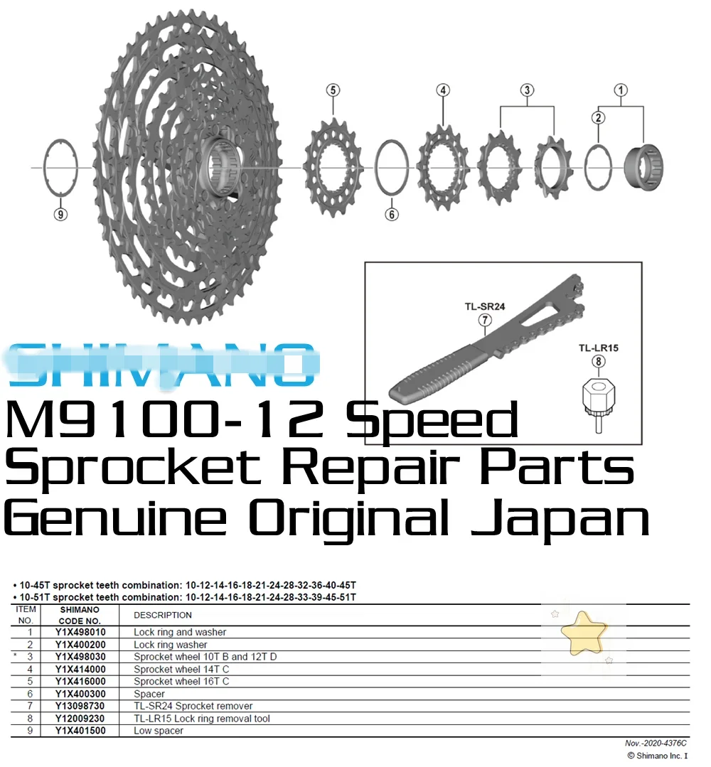 Labeled Shimano Gear Systems Shimano M8100 M9100 12 Speed Cassette