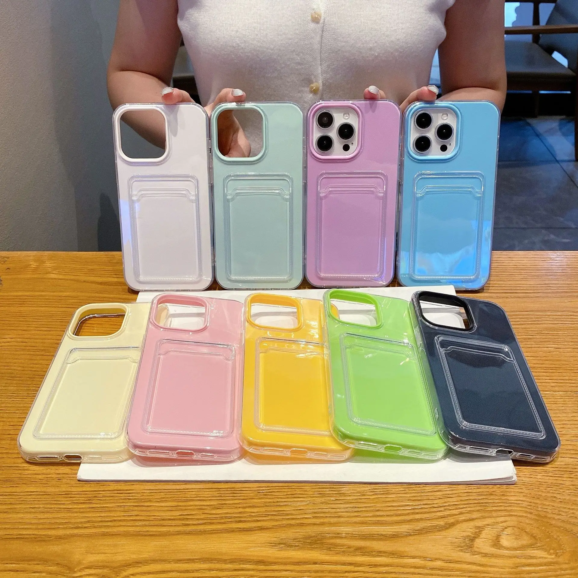 Dual-Function Candy Card Holder Silicone Phone Case - Full Shockproof Soft Armor Cover