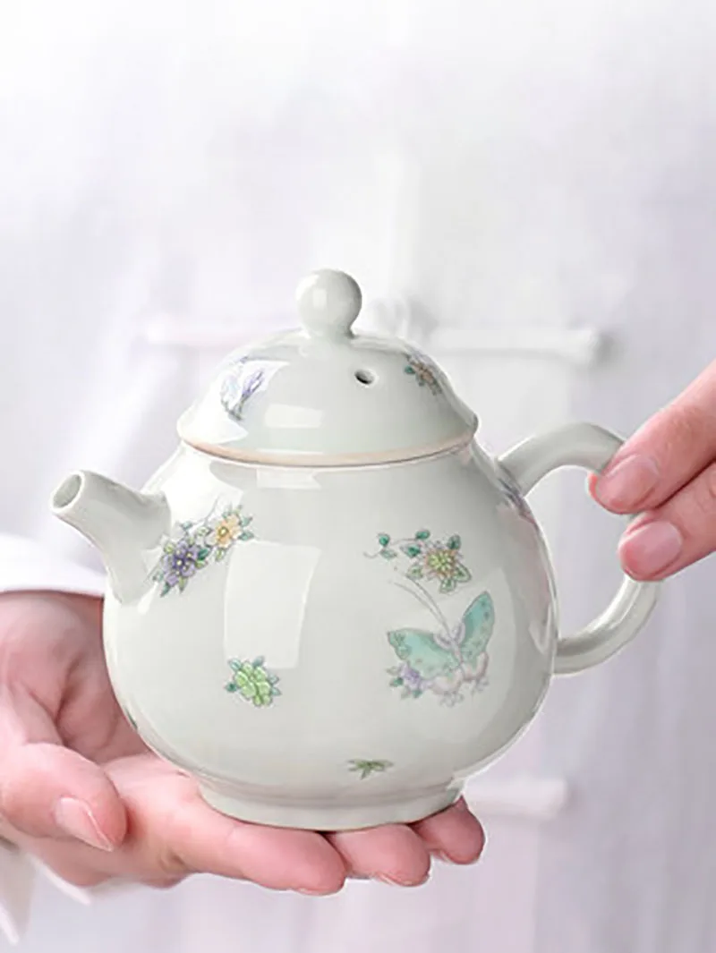 Chinese Traditional Ceramic Infuser Teapot, Porcelain Tea Pot, Beauty Kettle, Office Supplies, Household Tea Ceremony Gifts, 220