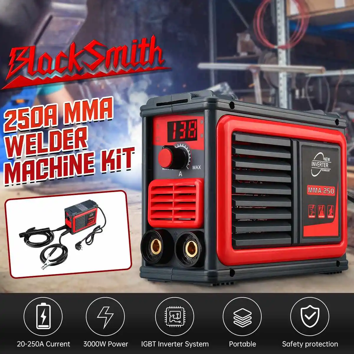 

220V Portable Mini ARC Welding Machine MMA-250 IGBT DC Inverter ARC Welder MMA Welder Electric Welder Stick Welder