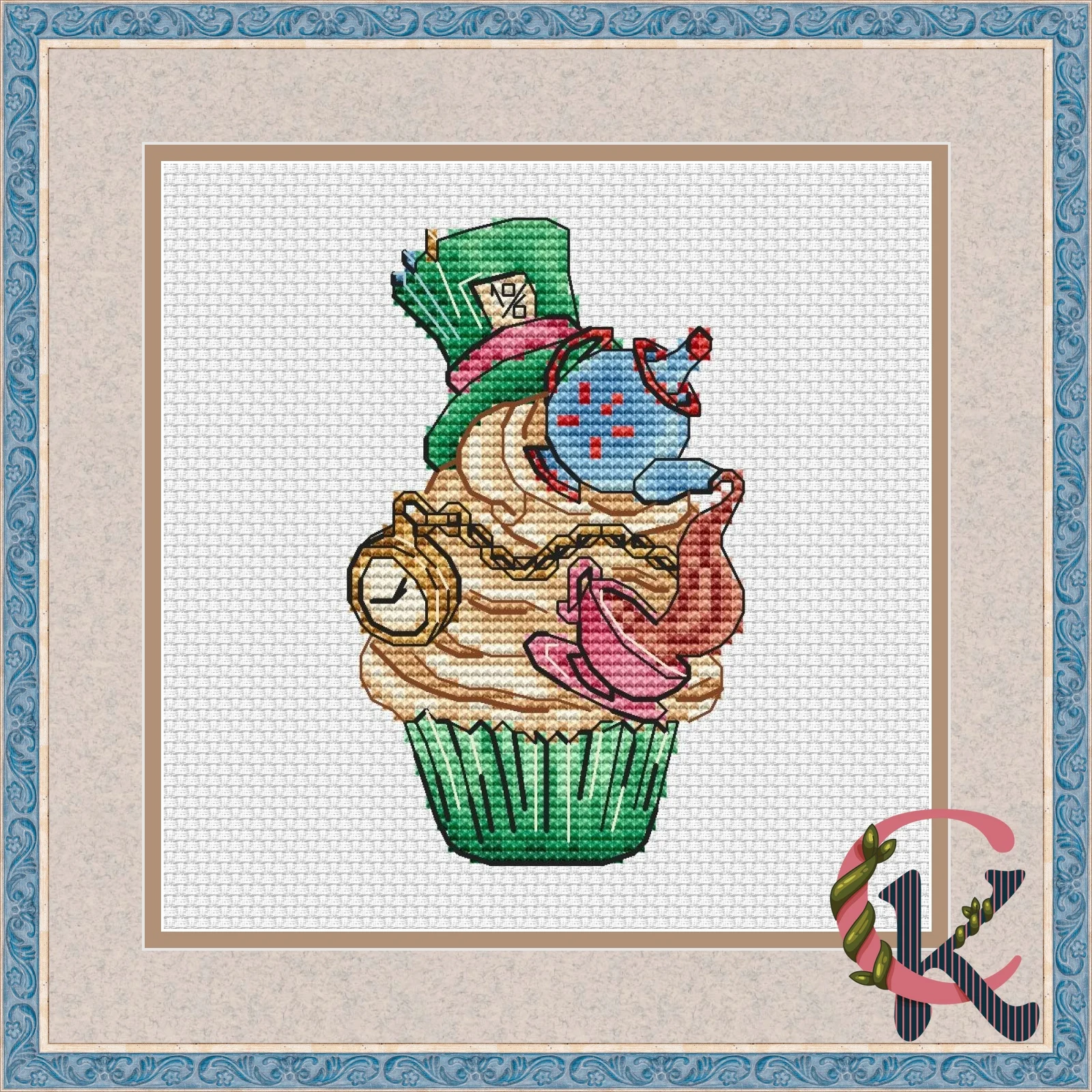 

Crazy Tea Party Cupcakes 17-21 Cross Stitch Kit Aida Count Unprint Canvas Stitches Embroidery DIY Handmade Needlework