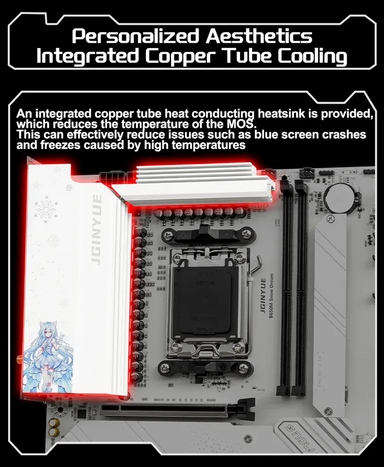 JGINYUE B650M スノードリーム AM5 DDR5 ARGB M-ATX マザーボード
