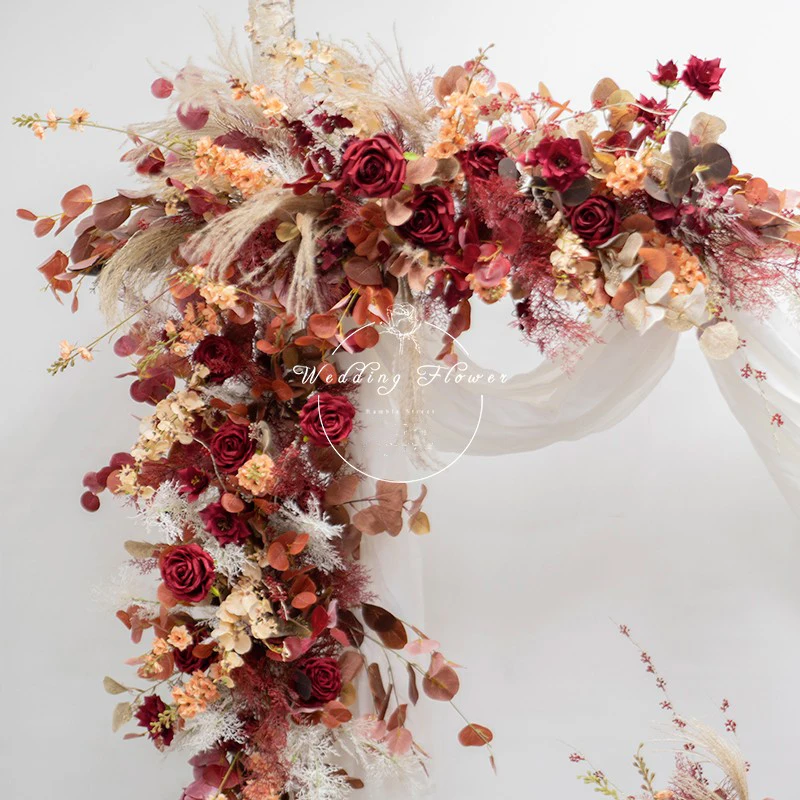 Plants Light Orange Silk Flowers Red Artificial Flower Wedding