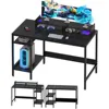 47” Gaming Desk, Home Office Desk with Storage, Small with Monitor Stand, Storage Space-Savor, Computer Desks 2