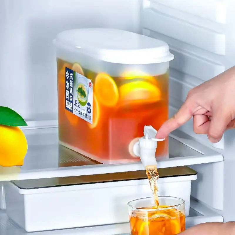 Fridge Water Bottle with Faucet Kettle Fruit Orange Juice Maker Liquid  Container Square Bottle Storage Portable Kitchen Gadget