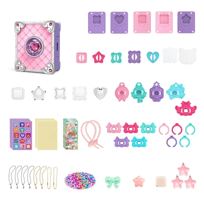 

Children's DIY Locket Craft Set Multiple Combinations Keychain Rings Accessories