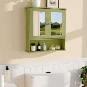 Wall Mounted Rustic Medicine Cabinet with Mirror 1