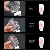New Rotatable Transparent Stamps Variable Pattern Size Silicone Fingertip Printing French Nail Seal Stamper Scraper Tool 2