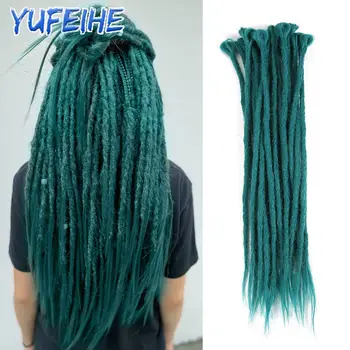 Synthetic Dreadlock Extensions Handmade Crochet Hair Single Ended Reggae Hair Style Braiding Hair Ombre Light Blue Pink Purple 1
