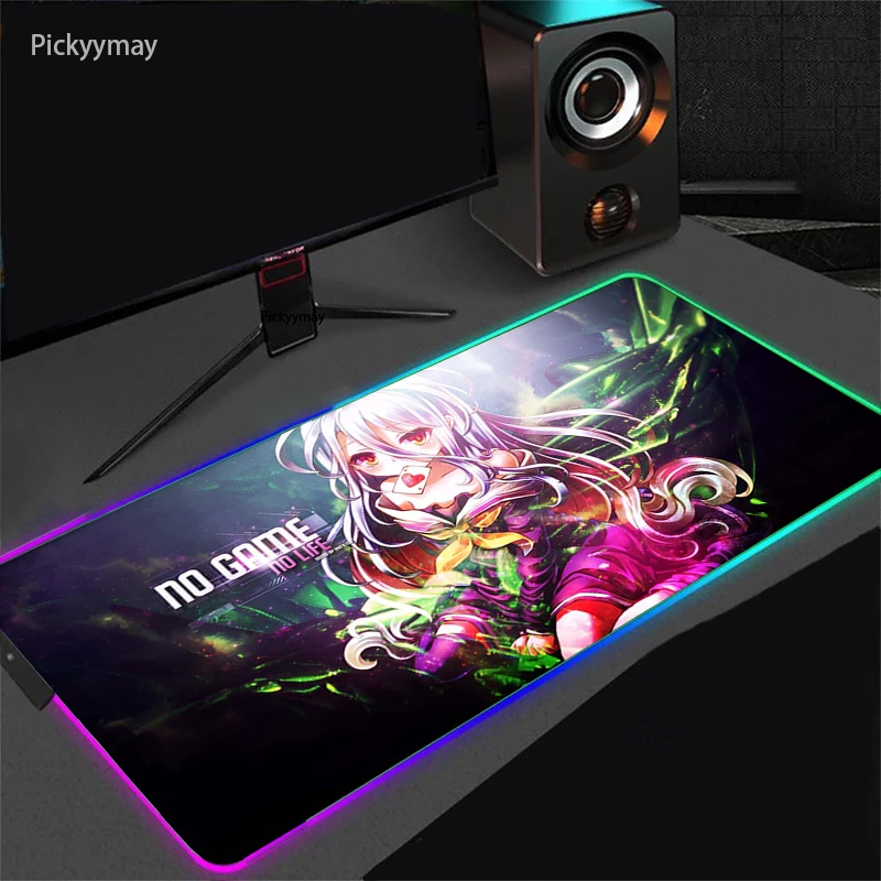 

No Game No Life RGB Gaming Large Mouse Pad Kawaii Anime Computer Mousepad LED Backlight XXL Rubber Mause Keyboard Desk Play Mat