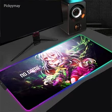 

No Game No Life RGB Gaming Large Mouse Pad Kawaii Anime Computer Mousepad LED Backlight XXL Rubber Mause Keyboard Desk Play Mat