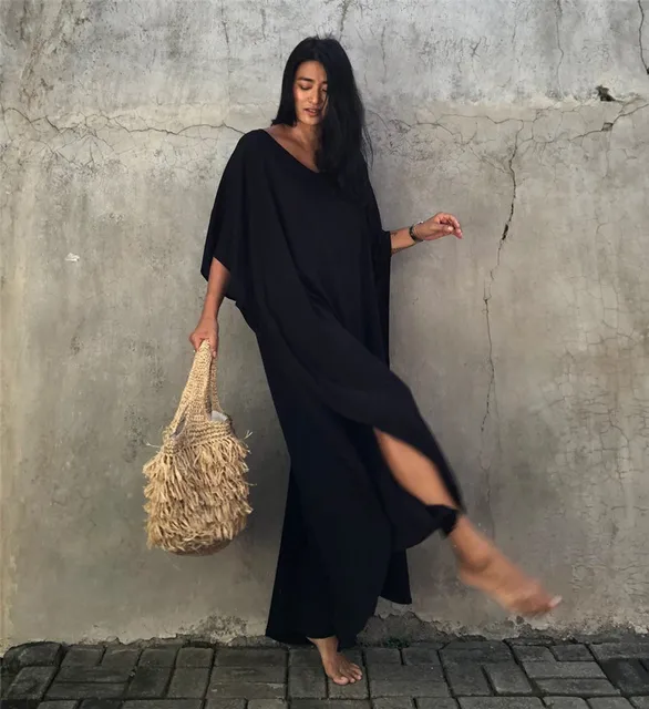 Plus Size Womens Caftan Kaftans Casual V Neck Caftans Long Soft Beach Maxi Dress for Summer