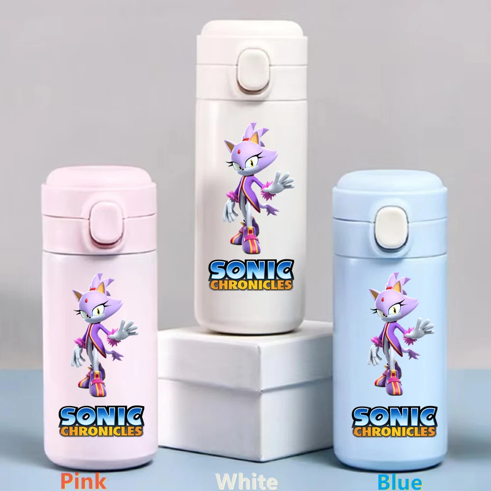 Taza de agua de acero inoxidable Sonic The Hedgehog de 320/420 ml, a prueba de fugas, termo de vacío, portátil, para viajes, taza para beber con dibujos animados para niños