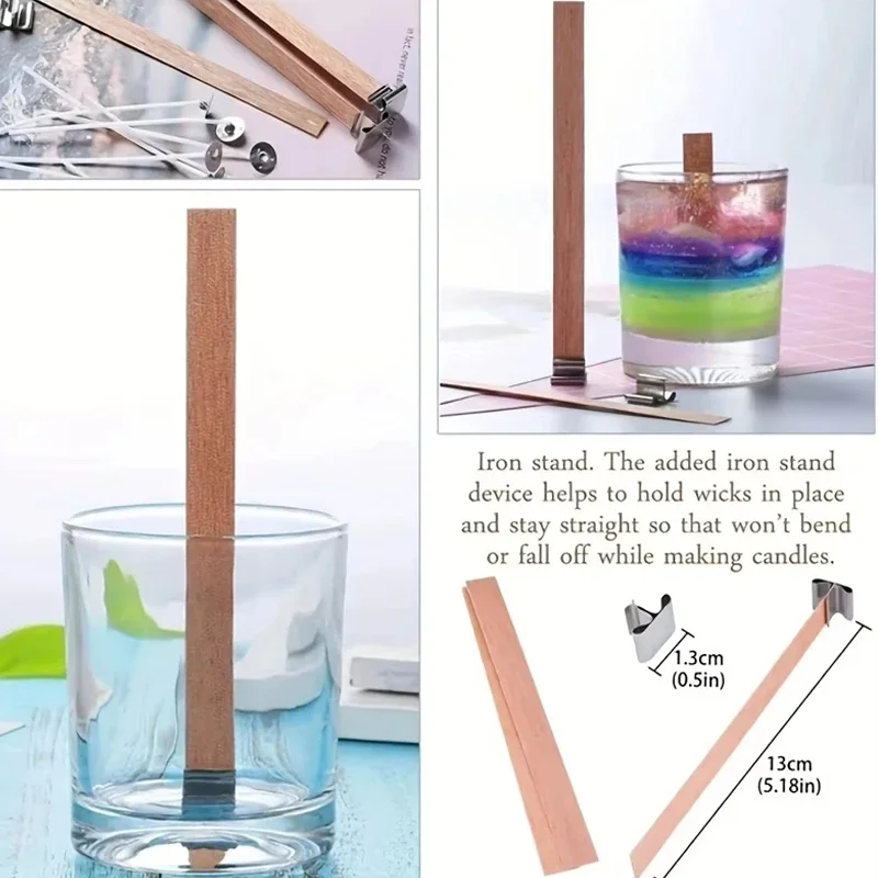 Candle Wick Candle Wicks Candle Wick Tabs 10pcs Wooden Candles Wick With Sustainer Tab Candle Wick Core For DIY Candle Making Supplies Handmade Soy Parffin Wax