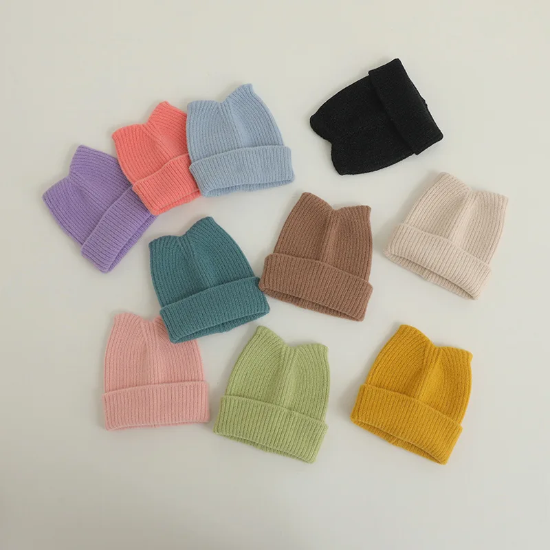 Winter Hats For Children Baby Beanies Cute Ears Cartoon Knitted Keep Warm Soft Kids Hats For Girls Boys Cold Proof Baggy Cap New