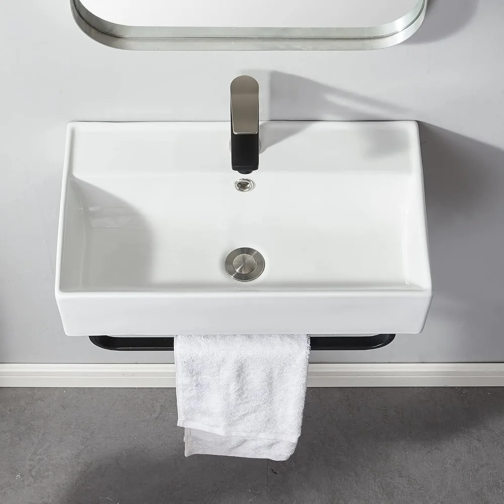 Wall Mounted Bathroom Sink with Towel Rack, 21" X 12" Modern Wall Mount Sink, Sinks for Small Bathrooms Wall Hung Sink 4
